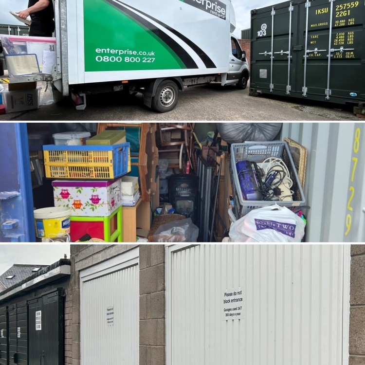 range of storage units showing furniture inside