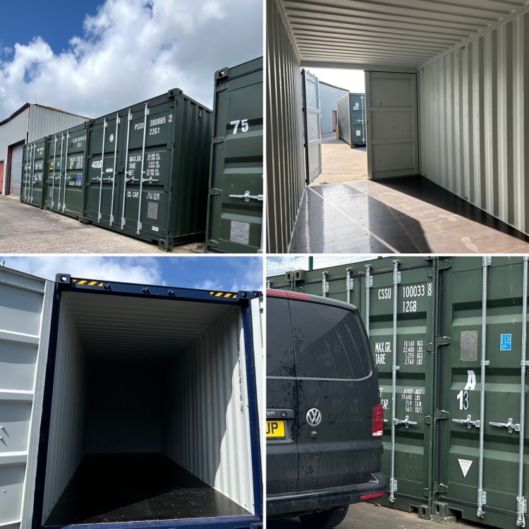 a selection of shipping containers